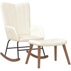 vidaXL Rocking Chair with Stool, Rocking Chair, Relaxing Chair, Relaxing Chair, Living Room Chair, Upholstered Chair, Velvet Cream