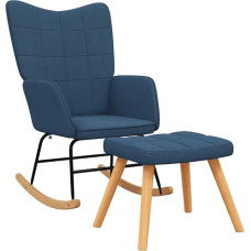 vidaXL Rocking Chair with Stool, Rocking Chair, Relaxing Chair, Upholstered Chair, Living Room Chair, Chair, Relaxing Chair, Fabric, Blue