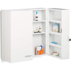 Relaxdays Medication Cabinet XXL Premium Lockable 2-Door 11 Compartments H 53 x W 53 x D 20 cm White