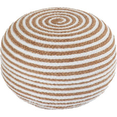 Dekorist Runder Ottoman-Pouf, Fußhocker, Jute-Sitzkissen, Boho-Heimdekoration, extra Sitzpouf für Wohnzimmer, Schlafzimmer, Innenbereich, Gletscherweg, 53,3 x 53,3 x 27,9 cm, natürliche weiße Linie