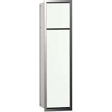 Emco Asis 150 974027840 Flush-Mounted Bathroom Cabinet for Toilet Chrome/Glass White