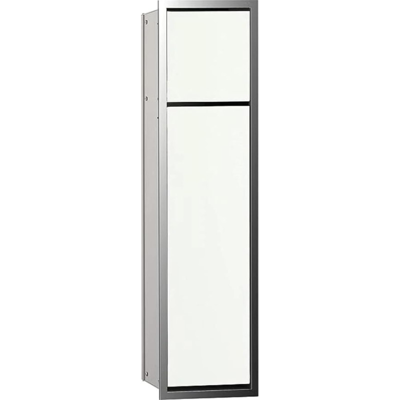 Emco Asis 150 974027840 Flush-Mounted Bathroom Cabinet for Toilet Chrome/Glass White