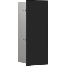 Emco Asis Pure Flush-Mounted Toilet Brush Set Module, Bathroom Cabinet with Toilet Brush, Tall Cabinet with Push to Open Function and Left Stop, Matte Black