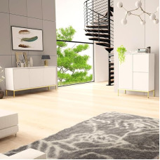 Lomadox Living Room Set 2-Piece Living Room Cabinet Living Room Furniture Living Room Cabinets Modern in Matt White with Milled Fronts