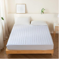 Good Nite Quilted Mattress Protector Quilted Fitted Sheet Soft Microfiber Perfect Fit 25cm Soft Breathable Comfortable White (Single)