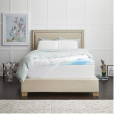 Sealy 4 Inch CoolGel + Comfort Pillowtop Memory Foam Mattress Topper, Full, White