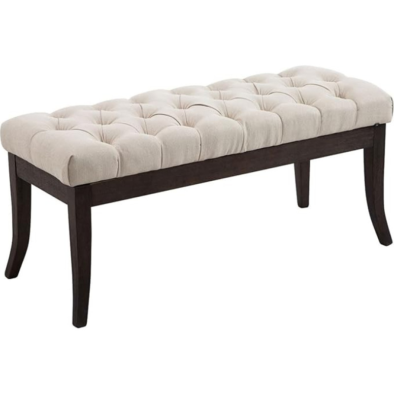 CLP Ramses Bench with High-Quality Padding and Fabric Cover, Bench with Antique Dark Wooden Legs, Wooden Bench with a Seat Height of: 46 cm
