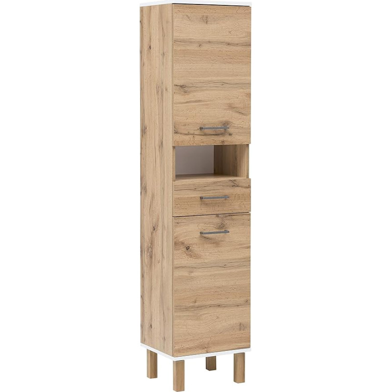 Schildmeyer Wido 147627 Tall Cabinet Oak Country House Decor / White, 178.5 x 40 x 35 cm