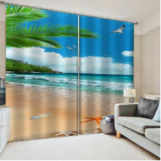 YOITS Modern Landscape Window Blackout Curtains Natural Landscape Curtains for Living Room Bedroom Beach Curtains (W)280×(H)250cm