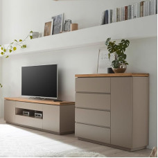 Lomadox Living Room Set Grey with Solid Acacia Modern with Lowboard, Chest of Drawers, 2-Piece