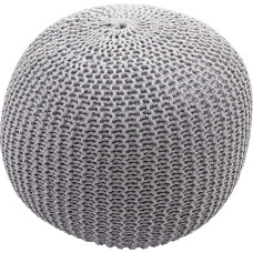 Mendler Pouf HWC-E16 Knitted Stool 40 x 50 cm Grey