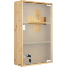 Navaris Lockable Medicine Cabinet Made of Bamboo and Glass – First Aid Cabinet Medicine Cabinet with Key – Pharmacist Cabinet Child Safe