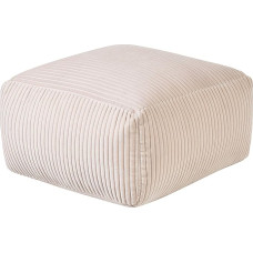 Beliani Skandi Mukki Pouf Stool Cord Beige 50 x 50 cm Square Modern