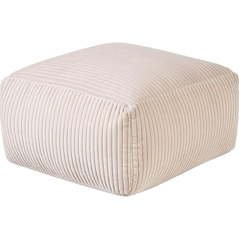 Beliani Skandi Mukki Pouf Stool Cord Beige 50 x 50 cm Square Modern