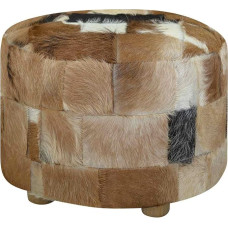 vidaXL Handmade Pouf Leather Stool Round Stool Real Goat Fur Stool Round 50 x 50 x 45 cm Multi-Coloured