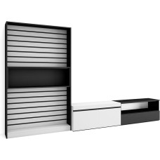 Skraut Home Living Room Furniture for TV | Dining Table Set | 210 x 186 x 35 cm | for TVs up to 80 Inches | TV Furniture | Modern Style | Black and White