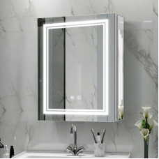 Janboe Medicine Cabinet with Lighting, Illuminated Medicine Cabinet, 3 Colors and Dimmable, Mist, Interior Light, USB Shaver Socket, Interior Door Lighting, 20 x 26 Inch