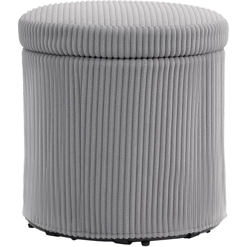 HOMCOM Bean Bag Storage Round Padded Removable Lid for Hallway, Bedroom, Living Room, Diameter 40 x 41 cm, Light Grey