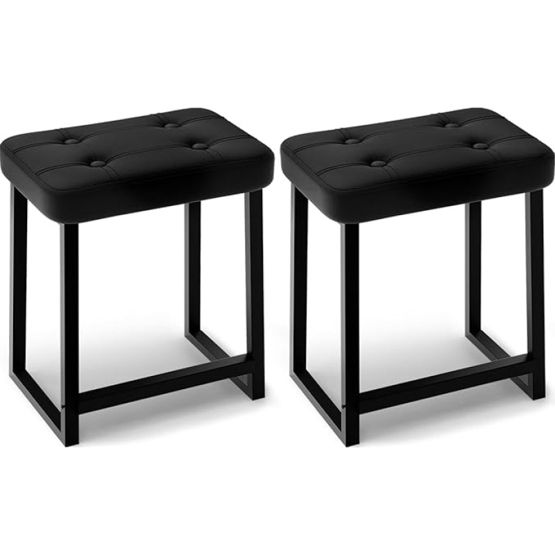 iTsst Kosmetikhocker, 2 Stück, Make-up-Hocker für Schminktisch, kleine Ottomane, Fußstütze für Badezimmer, Schlafzimmer, Wohnzimmer, Eingangsbereich, Büros, Leder- und Metallbeine mit rutschfesten