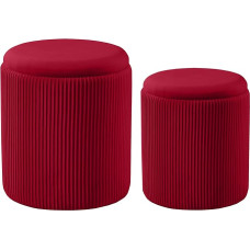 Chilihom Round Ottoman with Storage Set of 2 Padded Velvet Makeup Stool for Makeup Lines Support 300 lbs Ottoman Multifunctional Footrest Coffee Table Padded Seat for