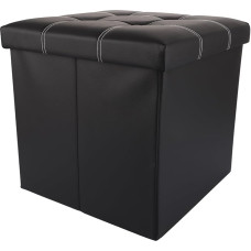 ASelected Storage Ottoman Folding Storage Ottoman with Lid for Living Room Bedroom Hallway 38 x 38 x 38 cm Black