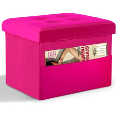 LINMAGCO Ottoman Folding Footstool Ottoman Footrest with Side Pocket Modern Ottoman with Storage Short Sofa Stool Velvet 43 x 33 x 33 cm (Roséo)