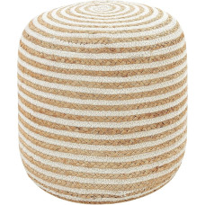 Resafa Jute / Cotton Beige / White Striped Round Diameter 40 cm Boho Style