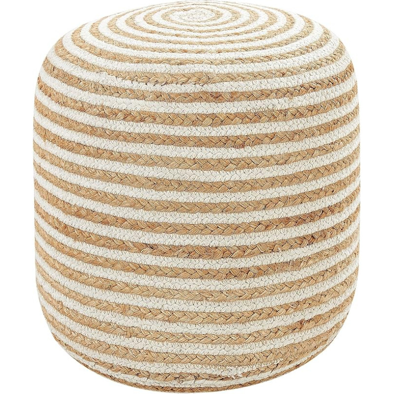 Resafa Jute / Cotton Beige / White Striped Round Diameter 40 cm Boho Style