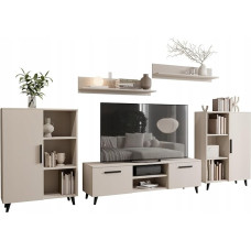 Per la vita Cabinet Wall Cashmere Colour Oslo II - Modern Shelf Living Room Set in Cashmere - Modern Furniture with Integrated Living Room Cabinet, TV Cabinet, Sideboard & Wall Shelf x 2