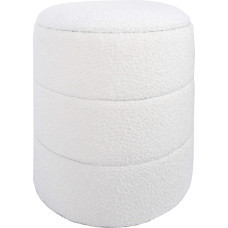 Rebecca Mobili RE6838 Round Storage Stool Footstool White MDF Terry Polyester Living Room Bathroom 43 x 41 x 41 cm