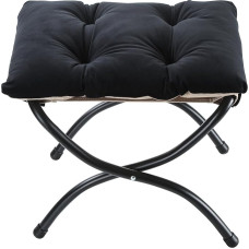 WELL-STRONG Padded Footstool Elegant Foldable Metal Frame Modern Folding Footstool with Removable Thick Cushion Small Accent Footrest for Home Living Room Washable Black