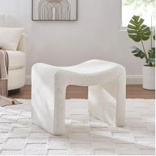 VANOMi Small Footstool Ottoman, Multifunctional Modern Footstool, Sofa Footrest, Extra Seat for Living Room, Entryway, Hallway and Bedroom (White)