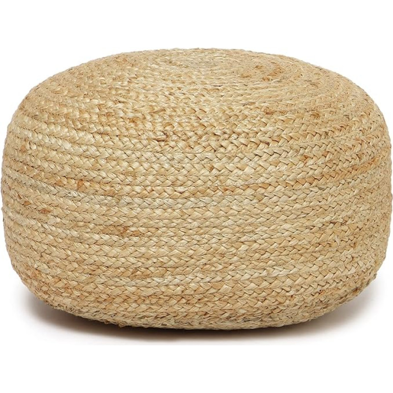 REDEARTH Round Low Burlap Stool Round Deep Stool Footrest for Living Room Bedroom Kids Room Patio Gym 100% Jute (18 x 18 x 10 inch, Natural)