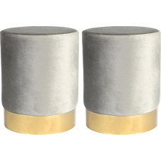 Harbour Housewares Round Velvet Pouffes - 29 x 36 cm - Grey