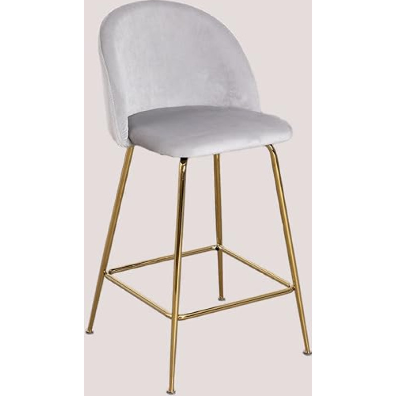 SKLUM Kana Design Velvet Stool (75 cm) Kana Design Velvet Steel 65 cm Pearl Grey