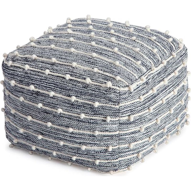 Anji Mountain Malibu Square Ottoman Ivory Blue 22