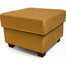 Comfort-Pur Martin Seat Pouf with Storage Space Footstool Seat Cube (Plain - Walnut Leg, Antique Gold)