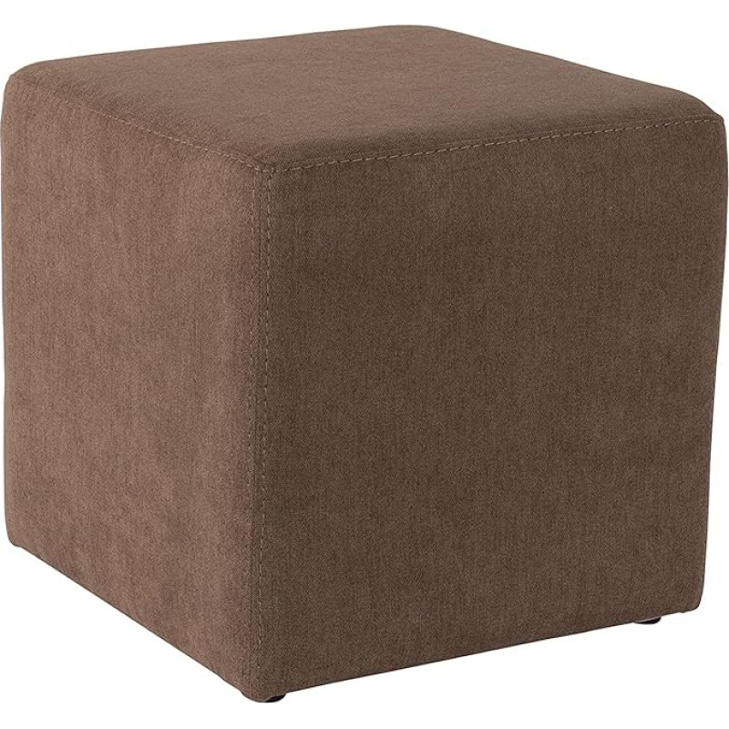 fornera f66 Cube Seat Cube, Upholstered Stool, Seat Pouf, Footstool, Fabric Stool, Many Colours, High-Quality Padding, Plastic Feet (Brownnie)
