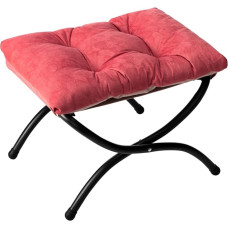 AbocoFur Modern Folding Footrest Stool Small Accent Portable Ottoman Comfortable Non-Slip Metal Cotton Footstool (L)47 x (W)36 x (H)36 cm, Brick Red