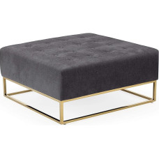 Menzzo Hudson Square Fabric Upholstered Stool - Grey