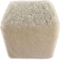 generisch Stool Ottoman Seat Cube Pouf Made of Real Lambskin Cream White with Wooden Frame