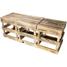 Kontorei® Set of 3 Table Stools / Stools / Stools / Stools in Flamed / Brown Wood