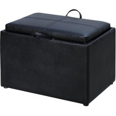 Convenience Concepts Designs4Comfort Ottoman with Storage Space, Wood, Black, 22.75 x 15.75 x 16 cm