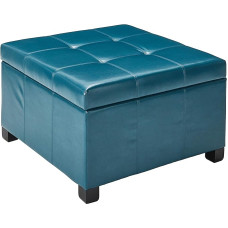 Christopher Knight Home Living Kensington KD Polsterhocker mit Stauraum, PU 30.00D x 30.00W x 18.50H blaugrün