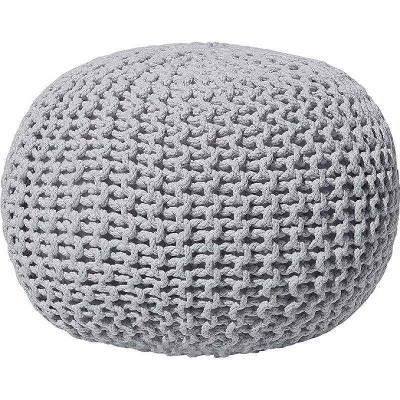 Trendy Conrad Ottoman in Light Grey Cotton 50 x 35 cm