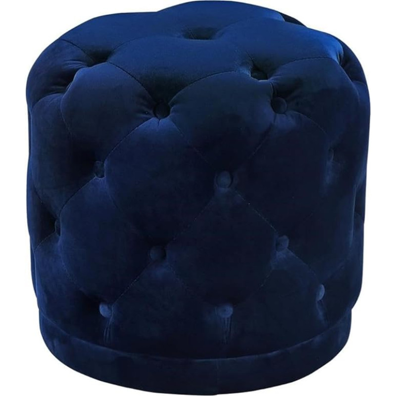 Meridian Furniture Harper Collection Modern Velvet Deep Button Ottoman Solid Wood Frame, Navy Blue, 18