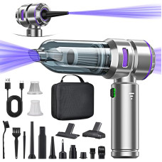 4-in-1 käsipuhasti aku, auto tolmuimeja tugev, 25000PA käsipuhasti traadita tolmuimeja, 3 kiirusega 220000 rpm elektriline tolmupuhasti suruõhupihusti auto, köögi, arvuti, diivanile