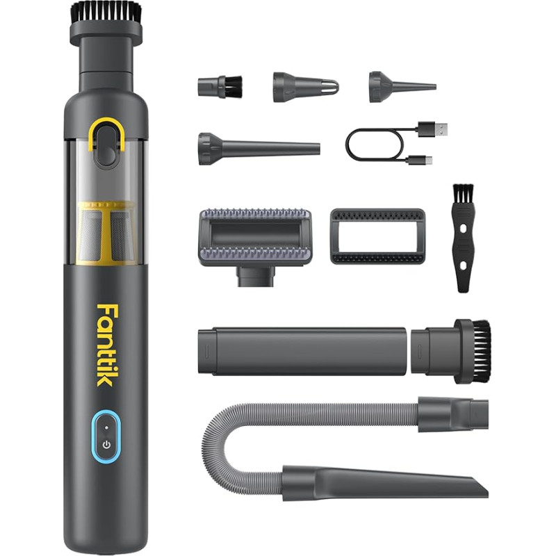 Fanttik Slim V8 Apex aku auto tolmuimeja suure võimsusega, 19000Pa/45AW, RobustClean™ käsipuhasti, 4-in-1 mini õhupuhasti pump, kaasaskantav tolmuimeja autosse, kontorilauda,