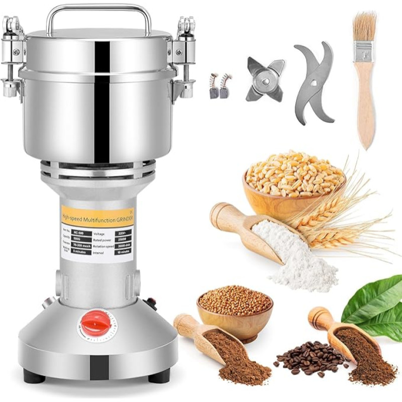 Elektriline teraviljaveski 2500 W 36000 RPM kiire kiirus teraviljapulber professionaalne pulber masin 3 tera ajastus jahvatamise masin toiduprotsessor vürtside, ürdi, kohvi jaoks (500 g)
