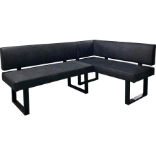 byLIVING Vancouver nurgapink, Vintage mikrofiiber antratsiit, metallraam, must pulbervärvitud, tasku vedruga, pikk vasakpoolne, köögipink, 181,5 x 125, H 86 cm